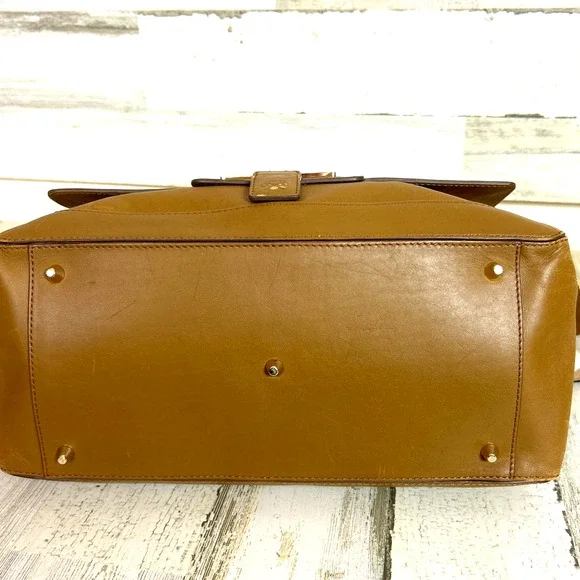 Anya Hindmarch Tan Gold Leather Suede Shoulder Crossbody Designer Bag Purse